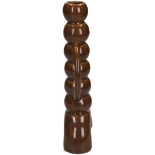 Bougeoir No brand faïence fine marron 10x4.5x21.5cm | 2 pièces