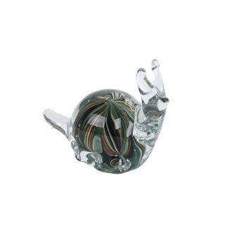 No brand sculpture escargot marron vert verre 12,5x6,5x9,5cm | 2 pièces