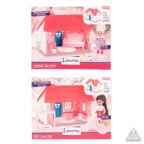 Toi-toys lauren speelset poppenhuis kat met pop 13cm 2 assorti