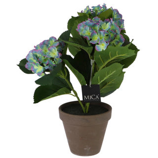 Plante artificielle hortensia violet en pot