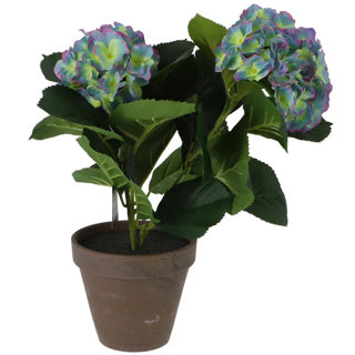 Plante artificielle hortensia violet en pot