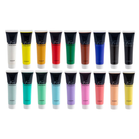 Nassau fine art hobby paint ensemble de peinture acrylique 18 pièces - tubes de peinture 36 ml - peinture acrylique enfants et adultes - 9 pastel 9 couleurs de base - peinture pour travaux manuels pour enfants - ensemble de peinture pour enfants
