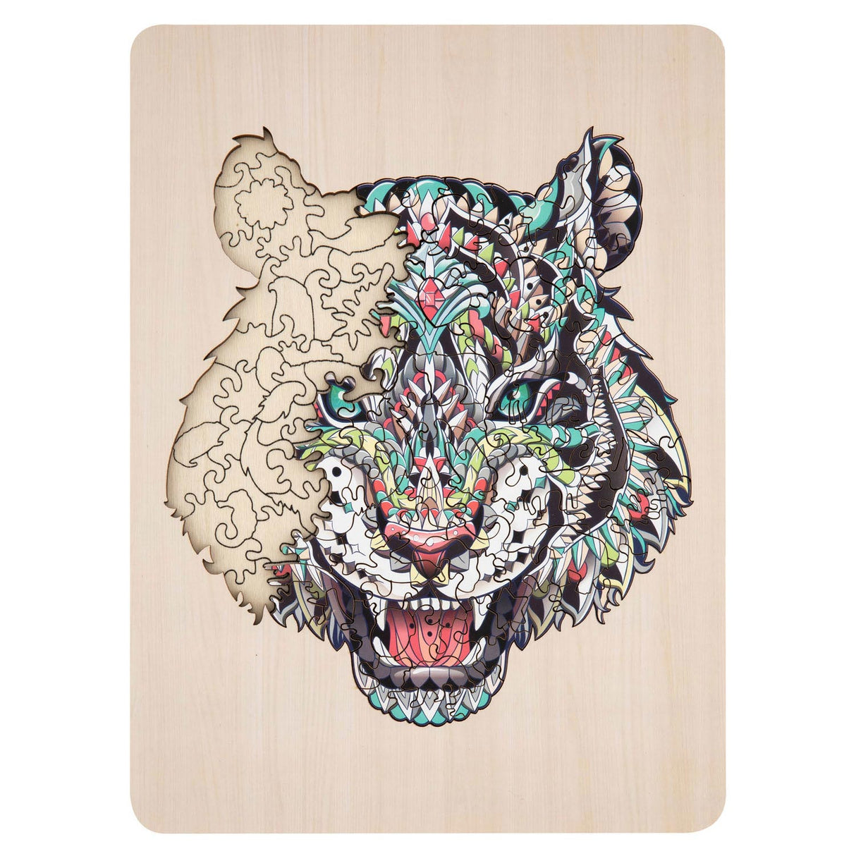 Groupe d'artisanat créatif tigre puzzle en bois unique, 130 pcs.