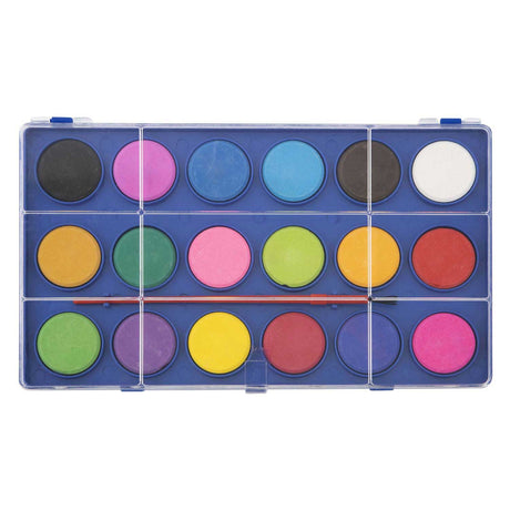 Palette d'aquarelle avec pinceau, 18 couleurs.