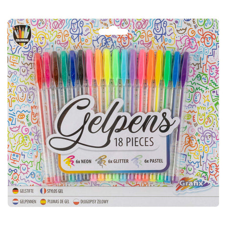Grafix Gel Penny Set Pastel aux paillettes néon, 18dlg.