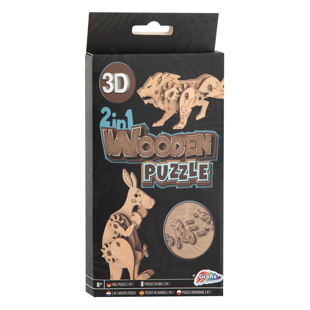 Kit en bois 2-en-1 3D Puzzle-Kangaroo and Lion