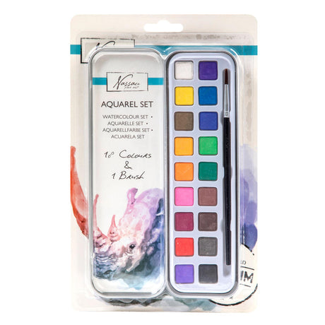 Ensemble de peinture aquarelle Nassau fine art nassau, 18 couleurs