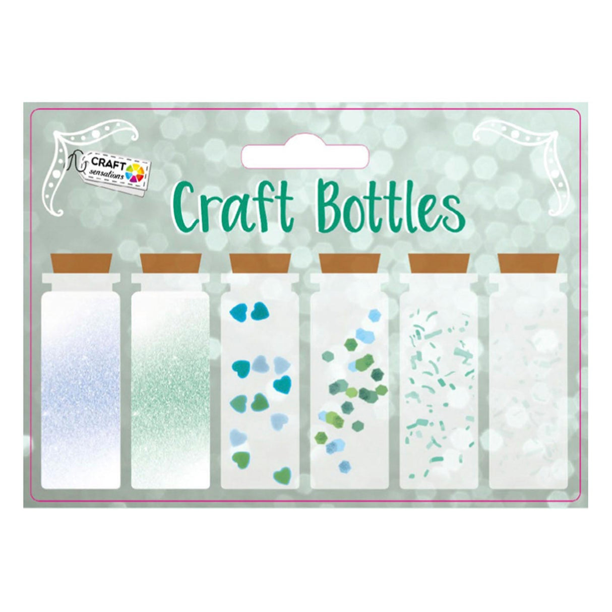 Bouteilles de décoration de groupe d'artisanat créatives, 6 x 15g - bleu vert