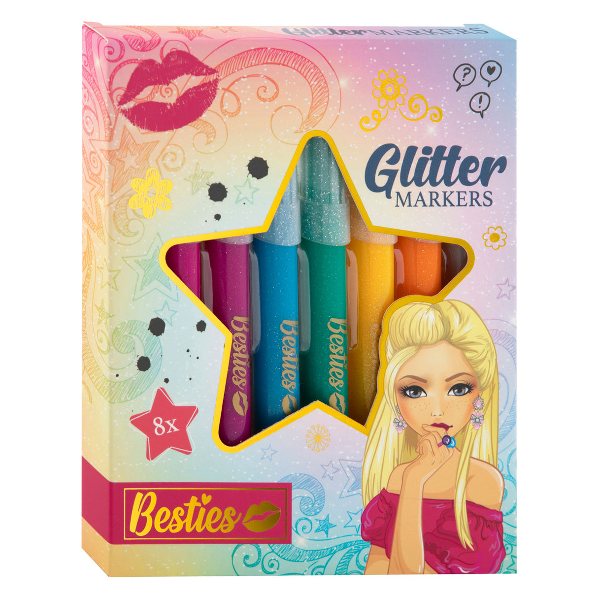 Besties Glitter gefillt -peat Pens, 8st.