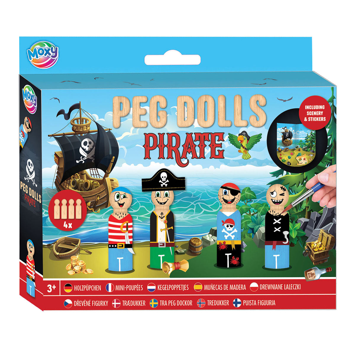 Groupe d'artisanat créatif en bois kegel poupées artisanat pirate