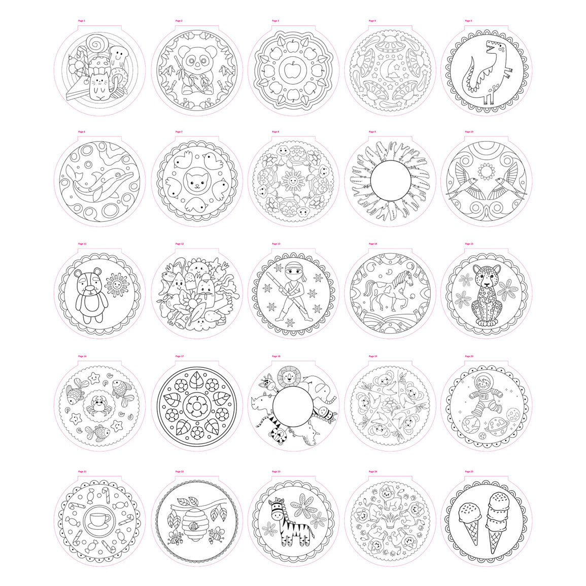Livre de coloriage mandala de groupe d'artisanat créatif, 25 pages à colorier