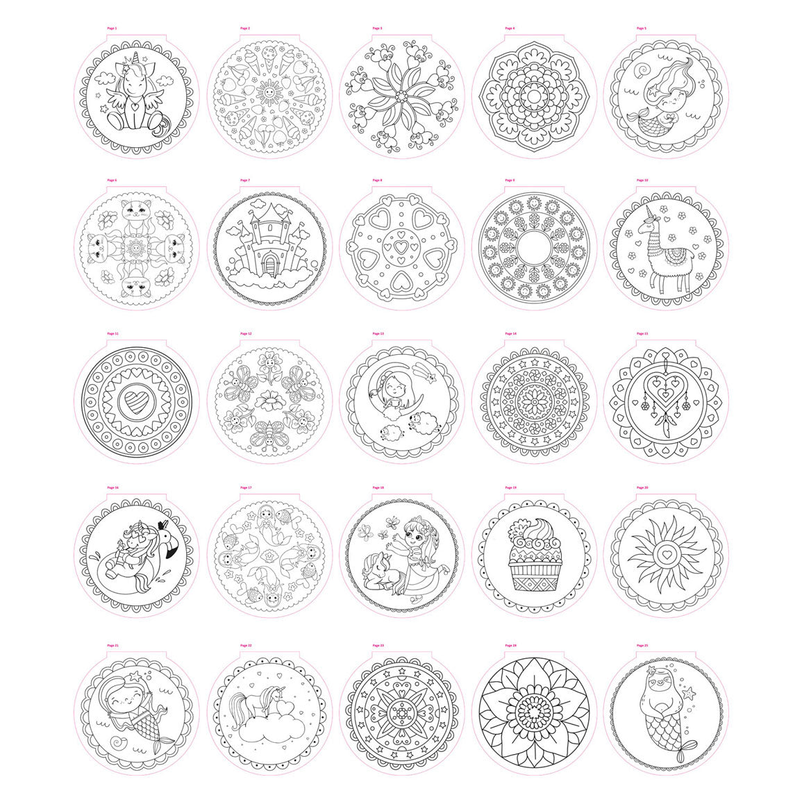 Libro de color de mandala del grupo de manualidades creativas, 25 páginas para colorear