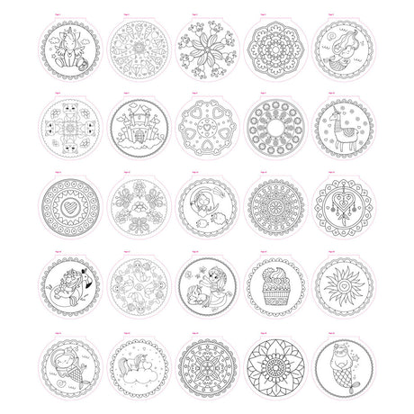 Livre de coloriage mandala de groupe d'artisanat créatif, 25 pages à colorier