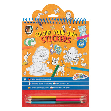 Creative Craft Group Color vos propres autocollants avec des crayons de couleur Animaux, 250e.