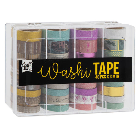 Ruban adhésif Washi Creative Craft Group dans un récipient de rangement, 40 pcs.
