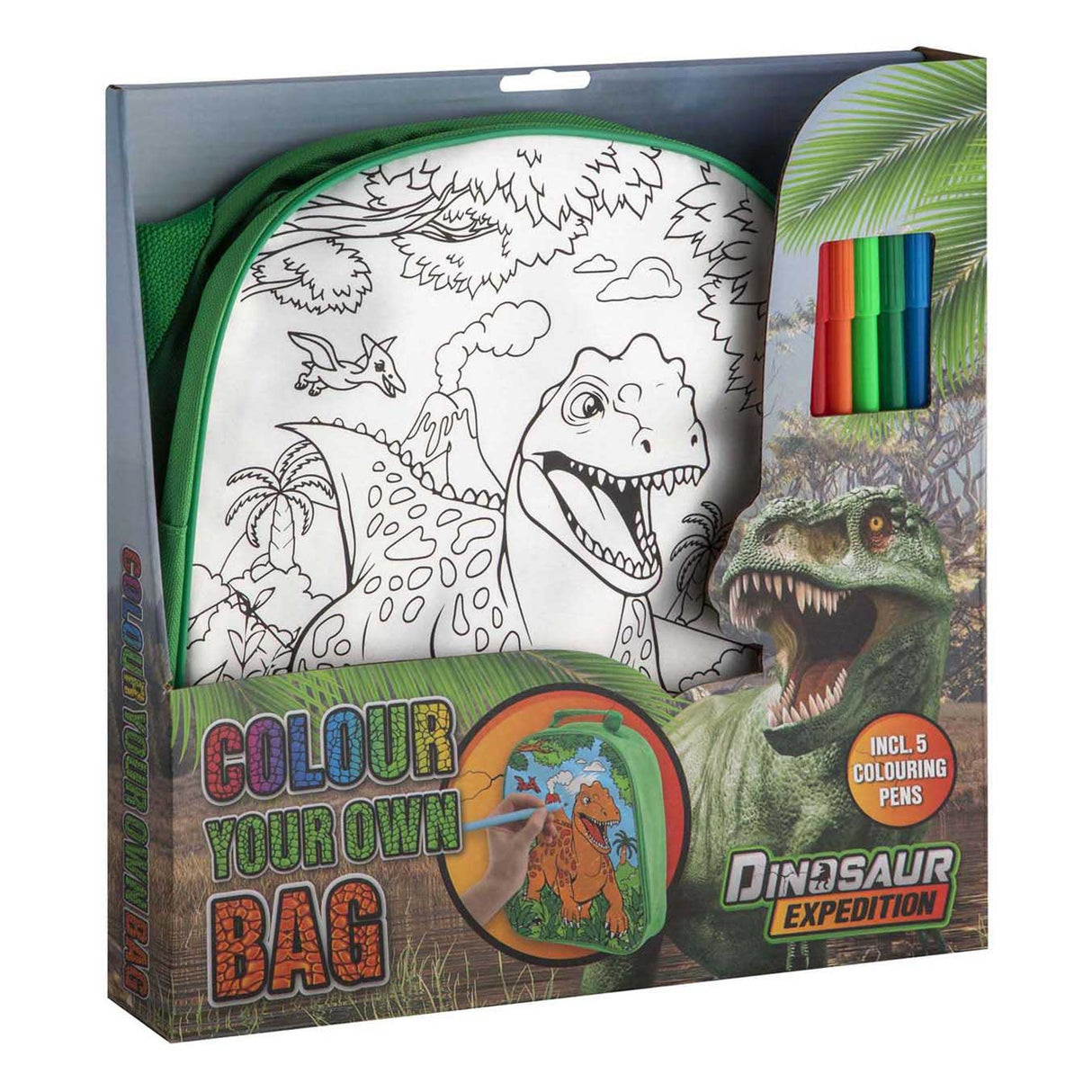 Groupe d'artisanat créatif Dino coloriez votre propre sac avec des marqueurs
