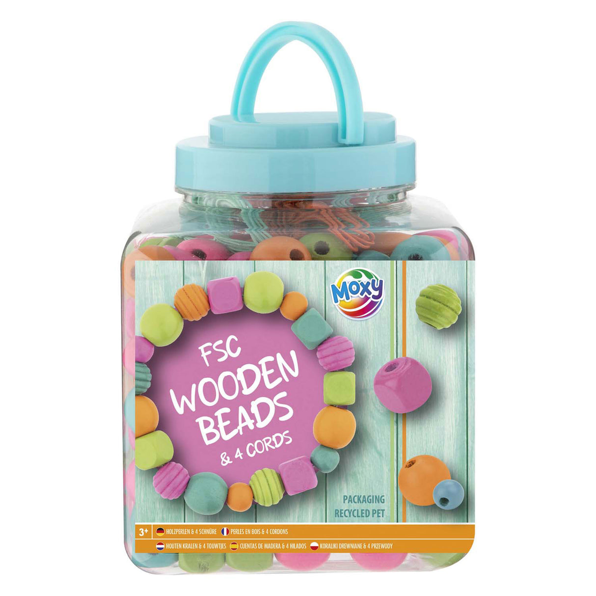 Creative craft group houten kralen blauw, 375gram