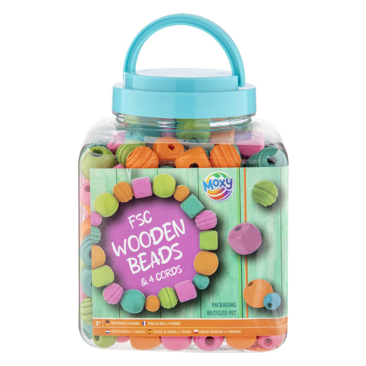 Groupe d'artisanat créatif perles en bois bleues, 375 grammes