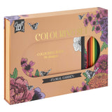 Ensemble de coloriage de groupe d'artisanat créatif, fleurs avec 10 crayons de couleur