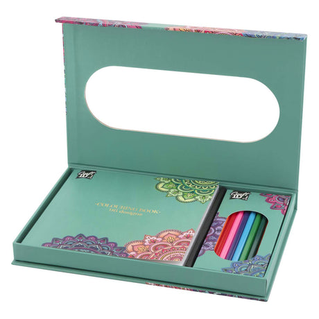 Ensemble de coloriage de groupe d'artisanat créatif mandala avec 10 crayons de couleur