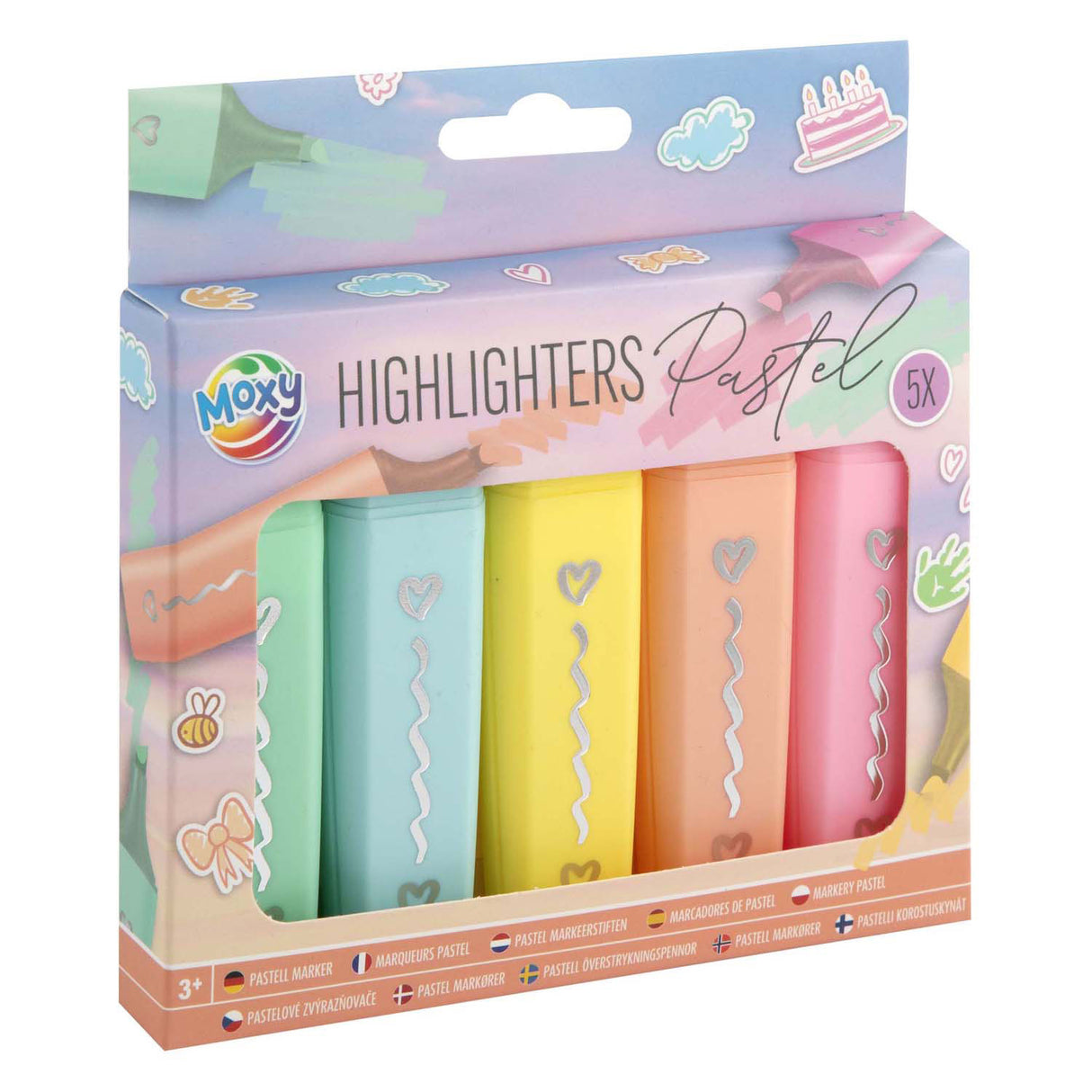 Groupe d'artisanat créatif moxy 6 surligneurs pastel