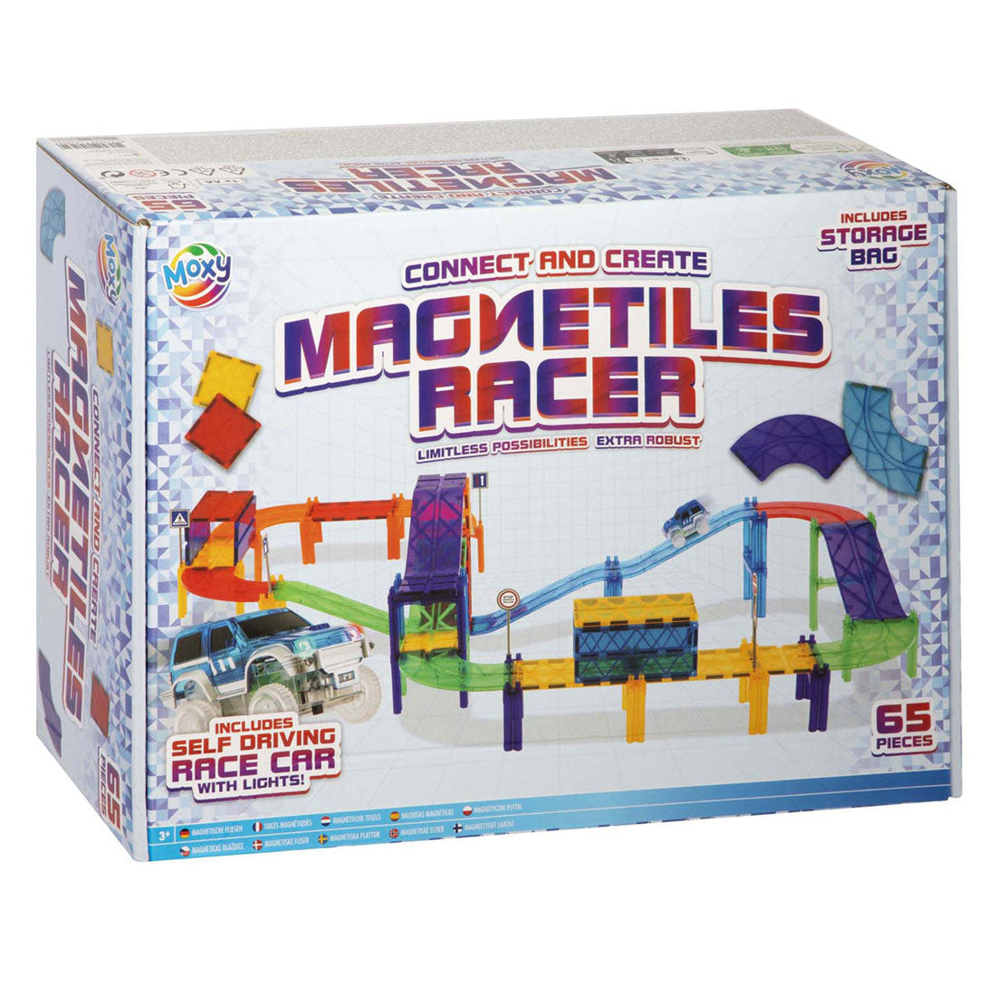 Jouets de construction magnétiques de groupe d'artisanat créatif tuiles piste de voiture avec voiture et sac de rangement,