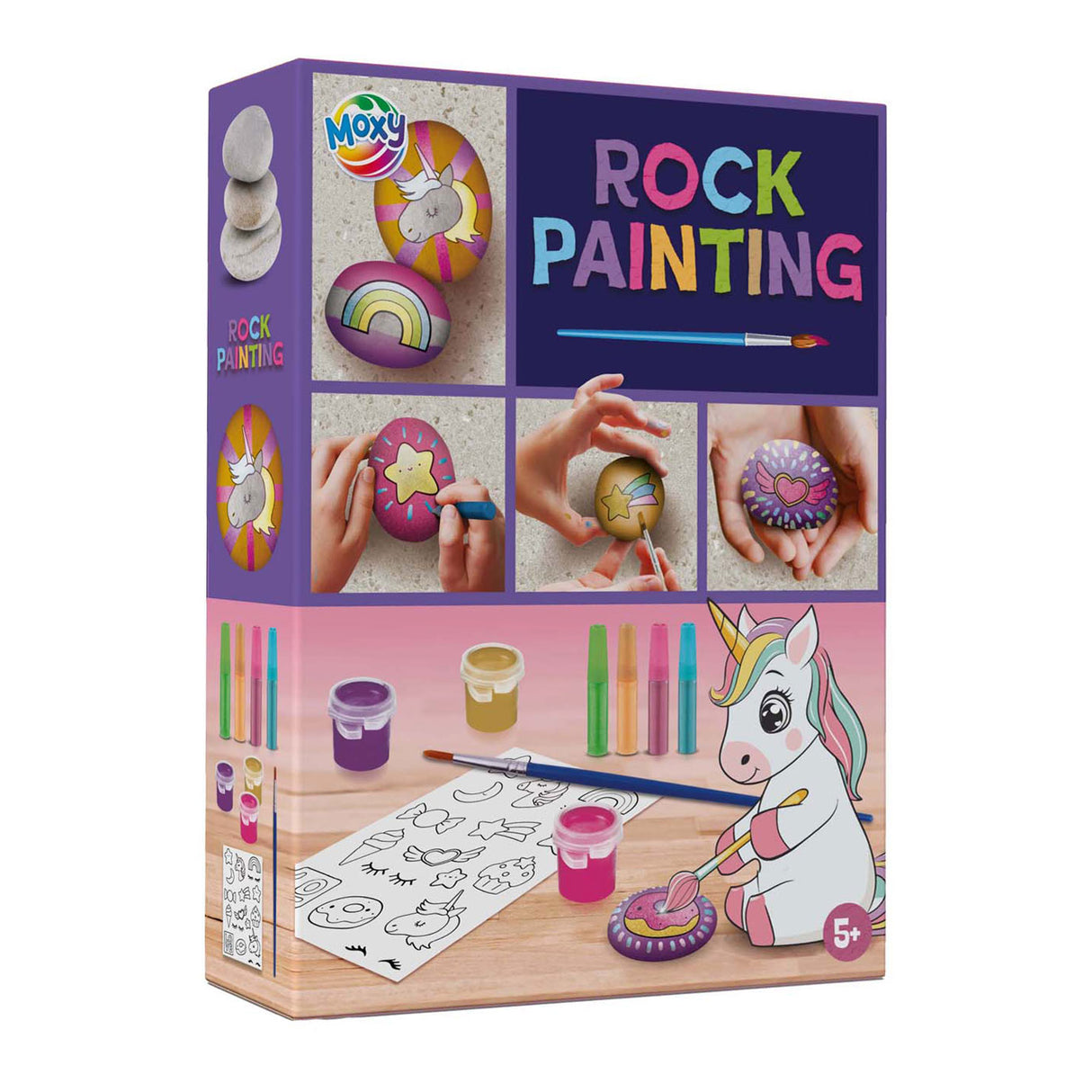 Groupe d'artisanat créatif peinture sur pierre licorne