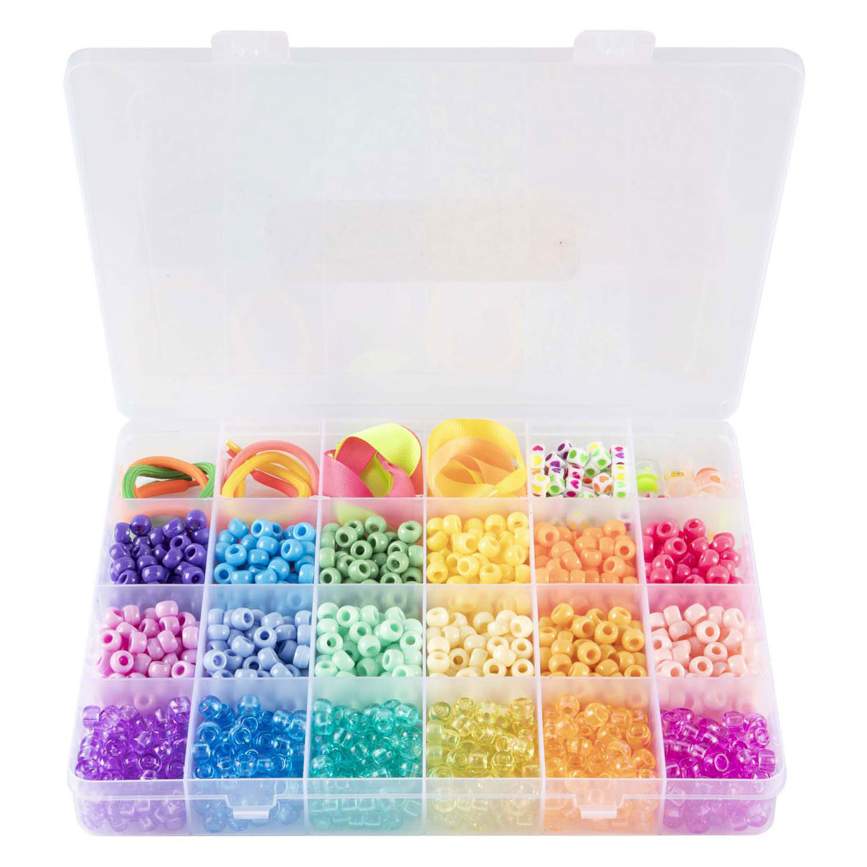 Accessoires de perles de poney de groupe d'artisanat créatif dans une boîte de rangement, 18 couleurs