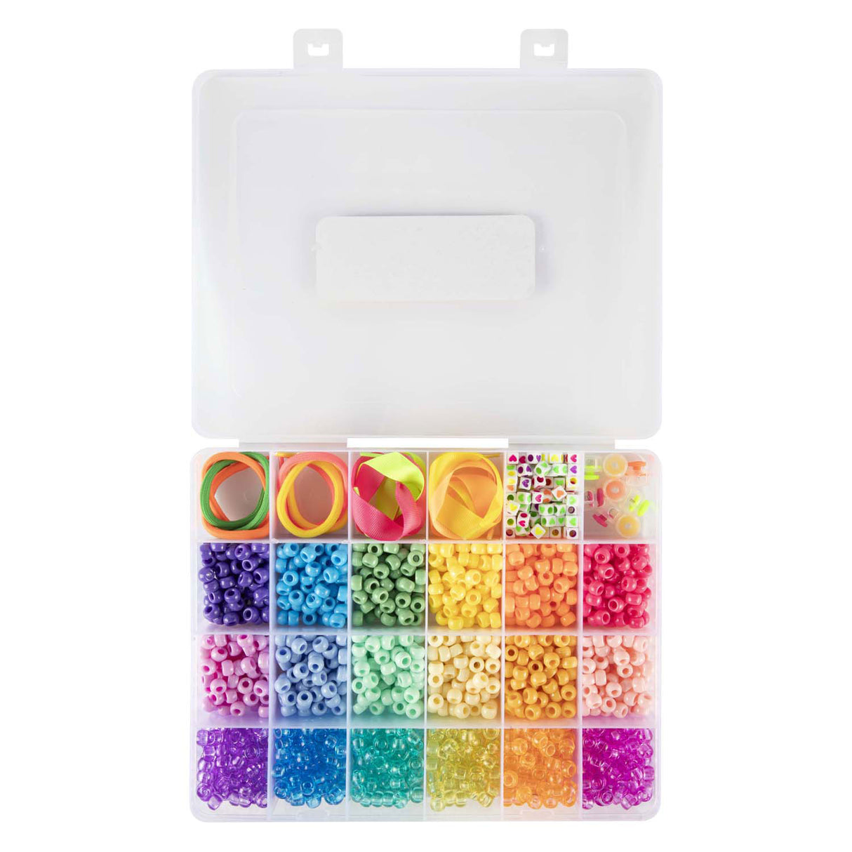 Accessoires de perles de poney de groupe d'artisanat créatif dans une boîte de rangement, 18 couleurs