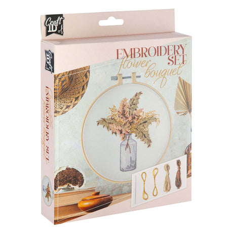 Ensemble de broderie de groupe d'artisanat créatif, vase avec fleurs