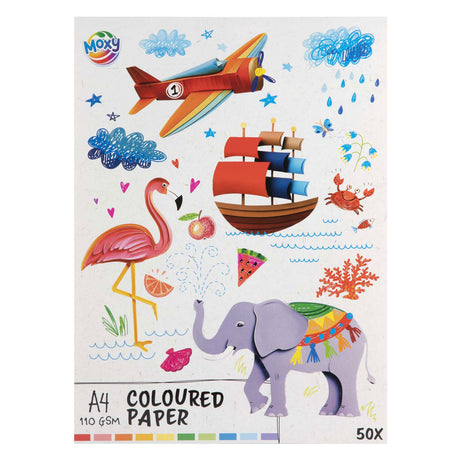 Groupe d'artisanat créatif papier coloré a4, 50 feuilles - 10 couleurs