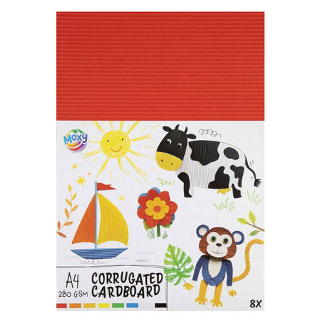 Groupe d'artisanat créatif carton artisanal côtelé A4, 8 feuilles, 8 couleurs