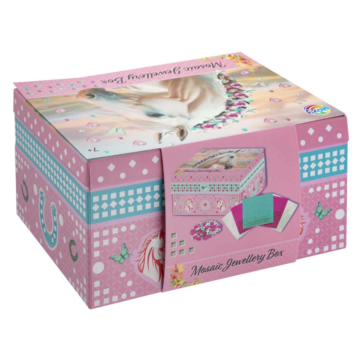 Moxy cheval boîte à bijoux décoration mosaïque - coffret artisanal boîte à bijoux - jouets créatifs pour filles à partir de 3 ans - astuce cadeau home déco