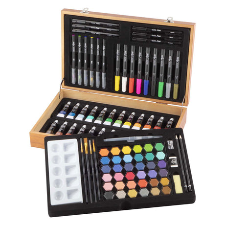 Creative craft group coffret à dessin en bois de luxe - 92 pièces