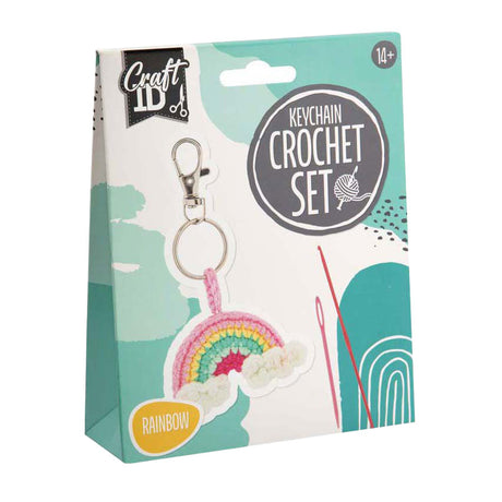 Kit de crochet pour groupe d'artisanat créatif porte-clés arc-en-ciel - incl. aiguille et fil