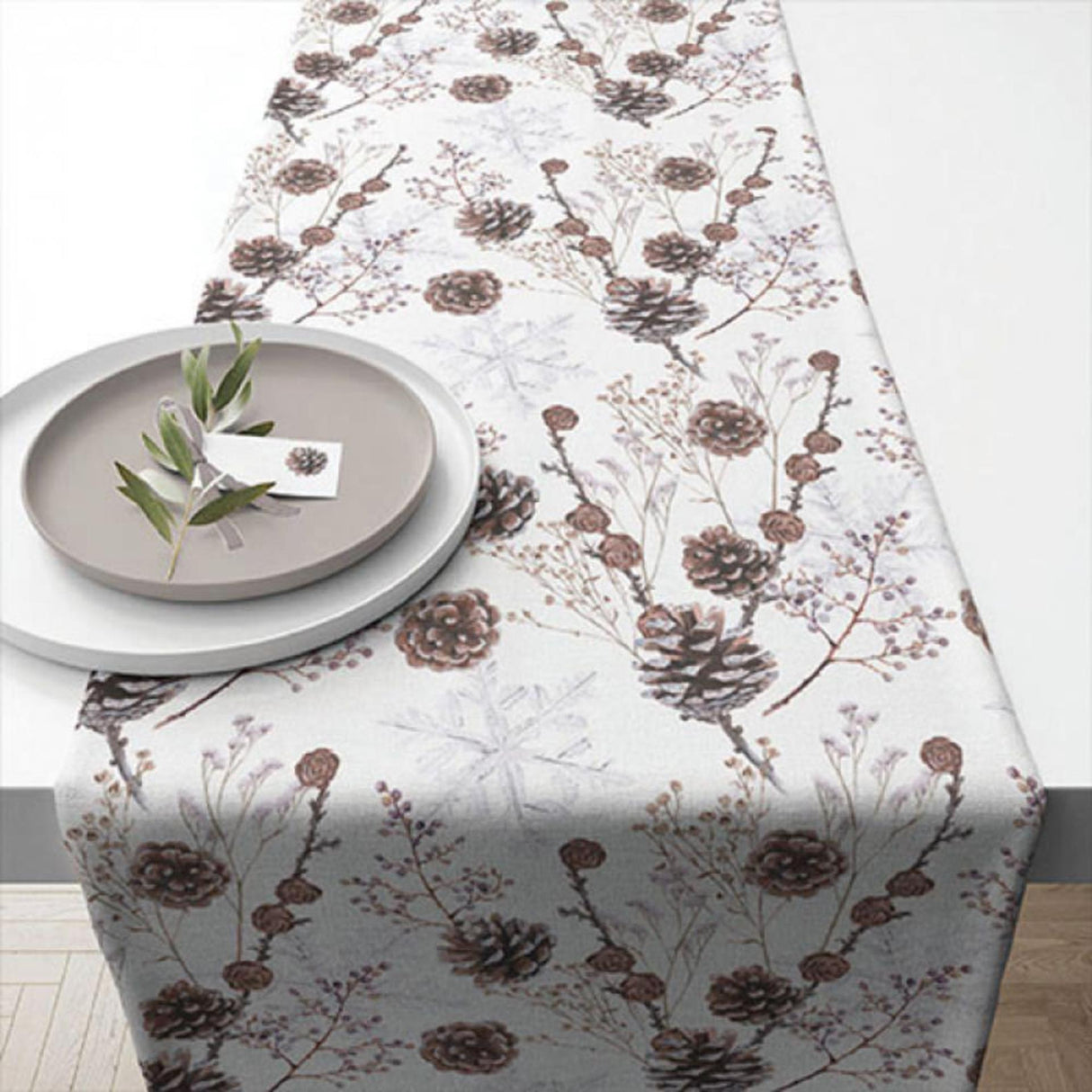 Ambiente chemin de table pommes de pin blanc