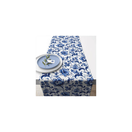 Ambiente chemin de table 40x150 cm fleurs bleu de Delft