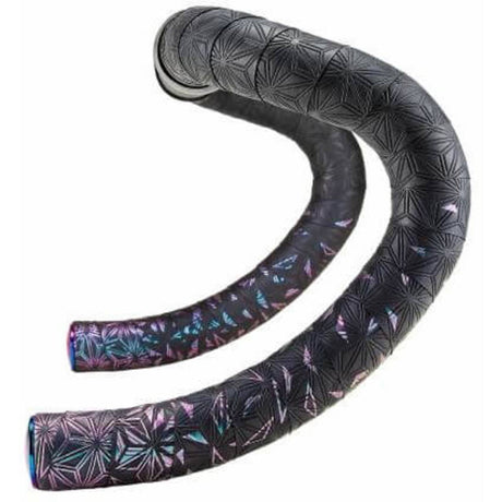 Supacaz - ruban de guidon super collant Kush Star Fade, nappe d'huile noire, y compris bouchon de guidon en aluminium