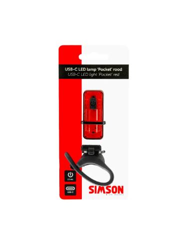 Lampe LED Simson USB-C 'de poche' rouge