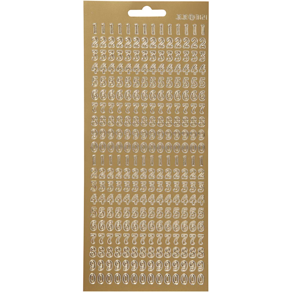 Creativ company autocollants, chiffres, feuille 10x23 cm, or, 1 feuille