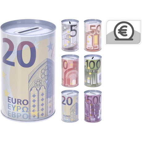 Spaarblik euro ã˜8x12,7cm assorti dessin