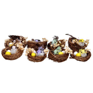 Nids d'oiseaux 2 en boîte 4 couleurs assorties Pâques | 6 pièces