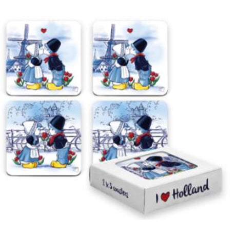 Dessous de verre couple s'embrassant 6 pièces