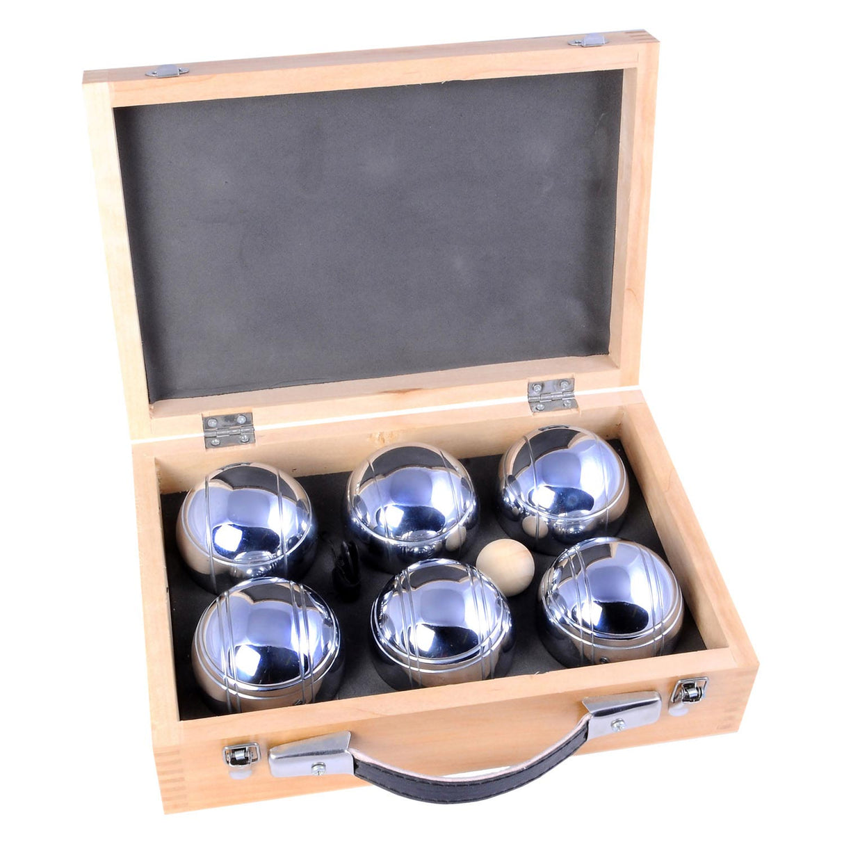Jeu de boules en métal Engelhart - 6 boules dans une boîte en bois - set de luxe - pétanque - boules - boules en métal - convient à tout terrain de boules - longfield