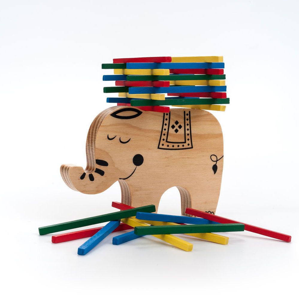 Wooden balance game elephant