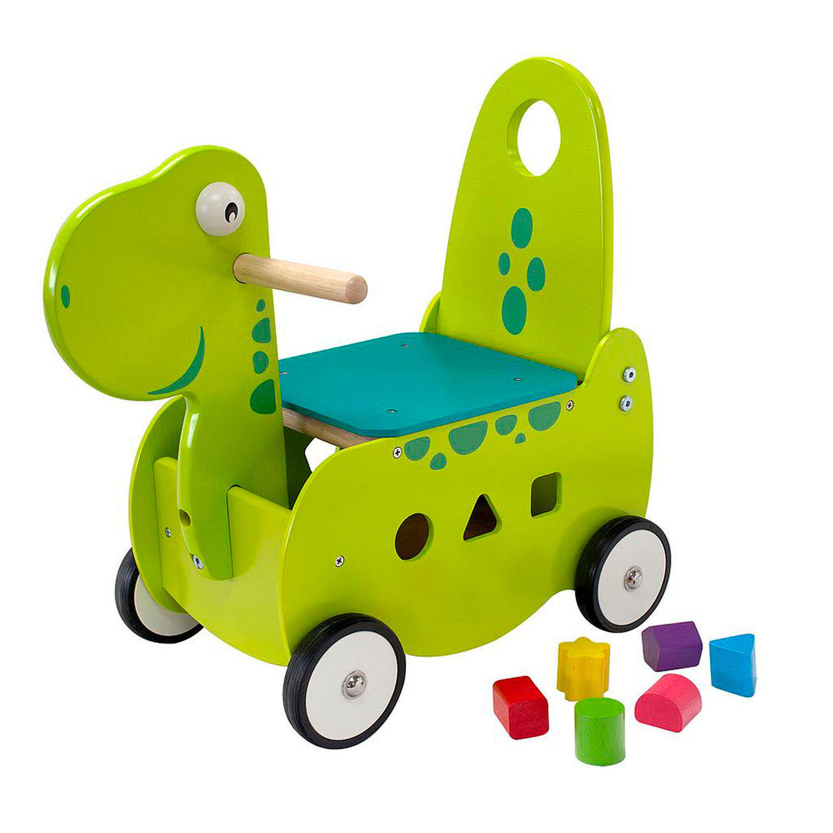 Jeg er legetøjsvandring og skubber Wagen Dino