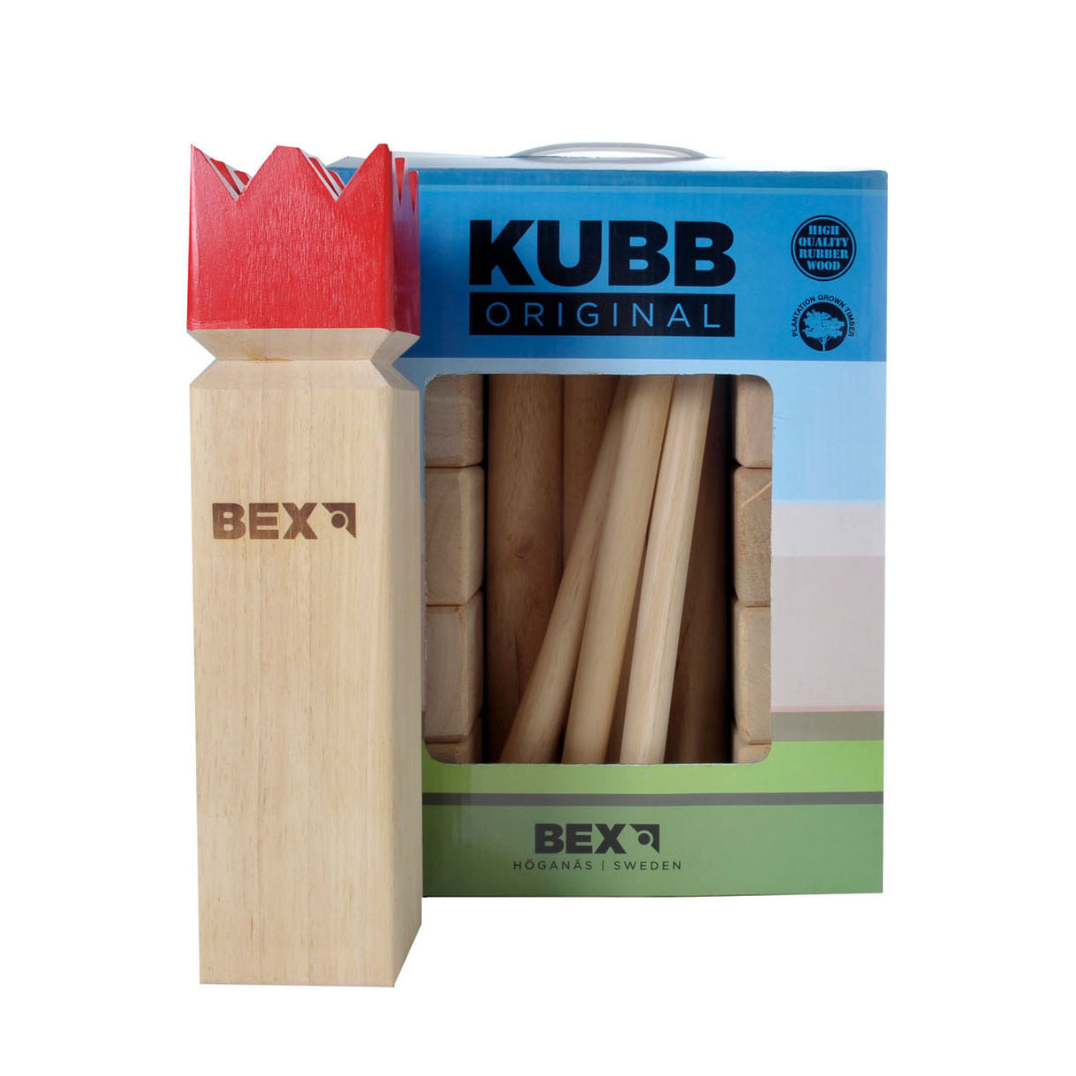 Kubb originelle Rubbouhout mat roude Kinnek