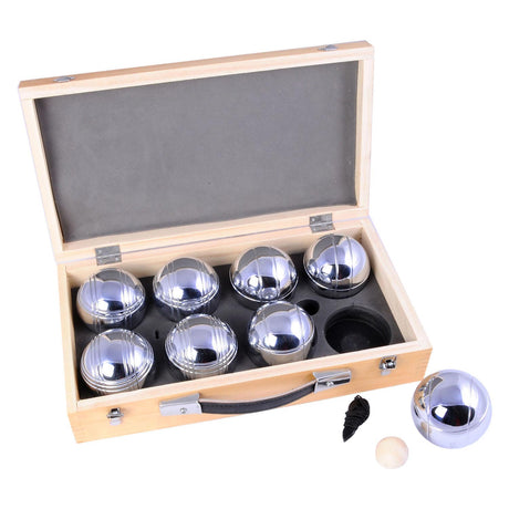 Jeu de boules en métal Engelhart - 8 boules dans une boîte en bois - set de luxe - pétanque - boules - boules en métal - convient à tout terrain de boules - longfield