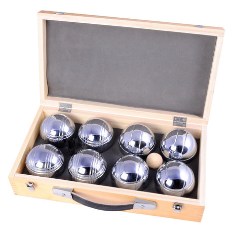 Jeu de boules en métal Engelhart - 8 boules dans une boîte en bois - set de luxe - pétanque - boules - boules en métal - convient à tout terrain de boules - longfield