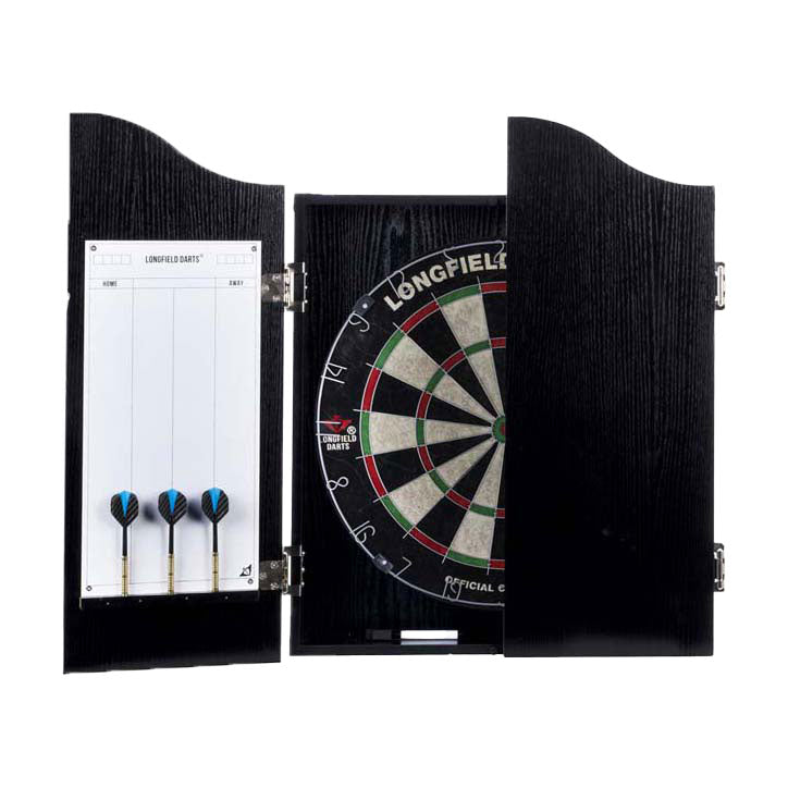 Abi hëlze Kabinet mat Sisal Dartboard incl. Dartset